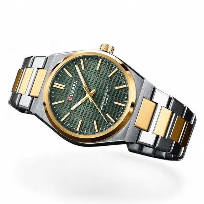 Curren Altis – herenhorloge met stalen band en groene wijzerplaat