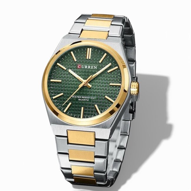 Curren Altis – herenhorloge met stalen band en groene wijzerplaat