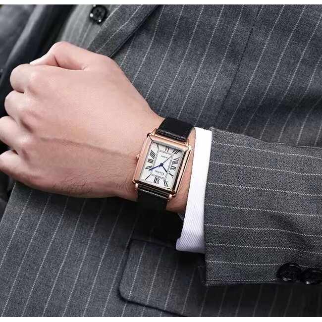 Geduo Vendôme – herenhorloge met leren band en klassiek design