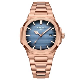 Nibosi Herenhorloge Rosé (Blauw/Wit)