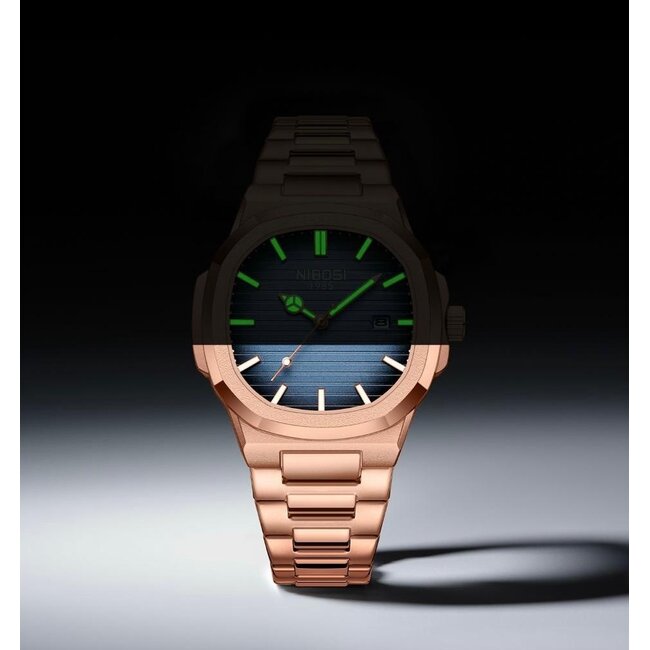Nibosi Herenhorloge Rosé (Blauw/Wit)