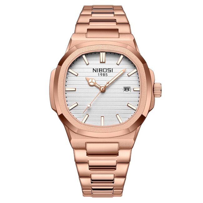 Nibosi Herenhorloge Rosé (Blauw/Wit)