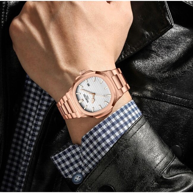 Nibosi Herenhorloge Rosé (Blauw/Wit)