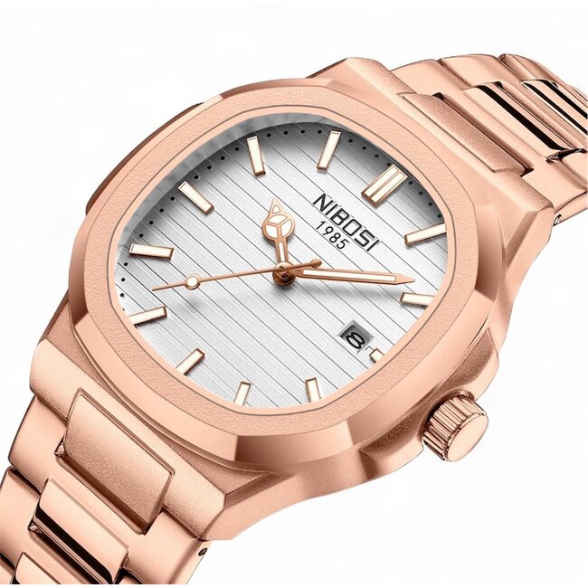 Nibosi Herenhorloge Rosé (Blauw/Wit)