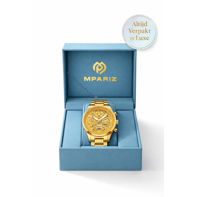 Nibosi Impérial – herenhorloge met stalen band en luxe skeleton design