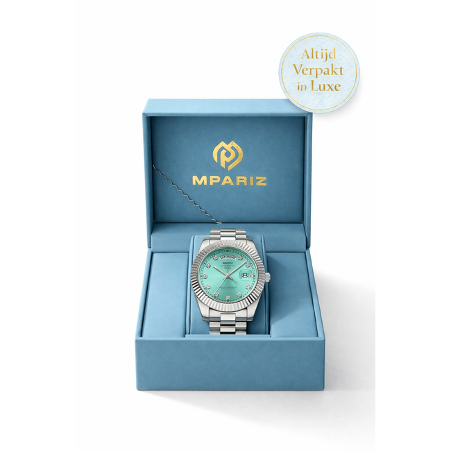 Nibosi Herenhorloge Zilver & Mint Daimond
