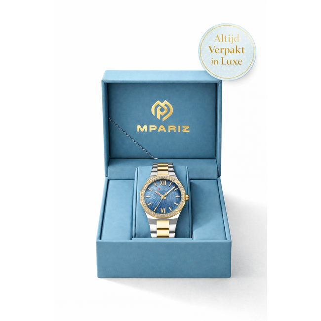 Curren Luxe Dameshorloge Zilver Goud & Blauw