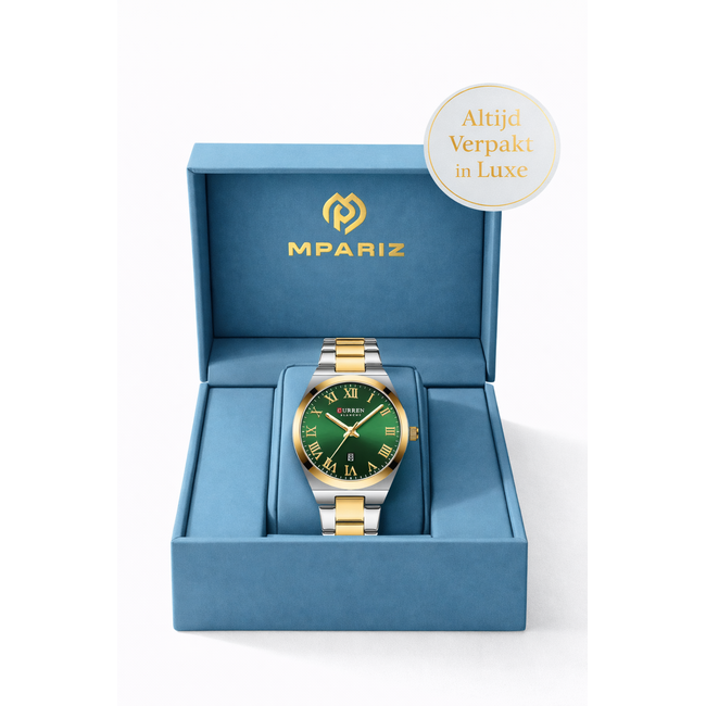 Curren Dameshorloge Zilver Goud & Groen