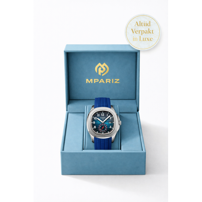 Nibosi  Herenhorloge  Zilver Blauw  &  Siliconen Band