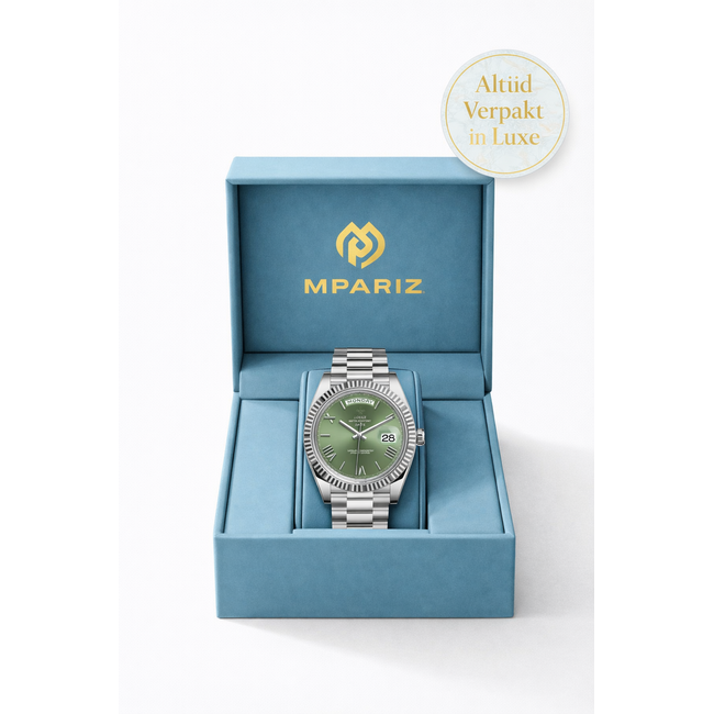 Nibosi  Herenhorloges Zilver (Groen/Blauw/Baby Blauw) - Datum