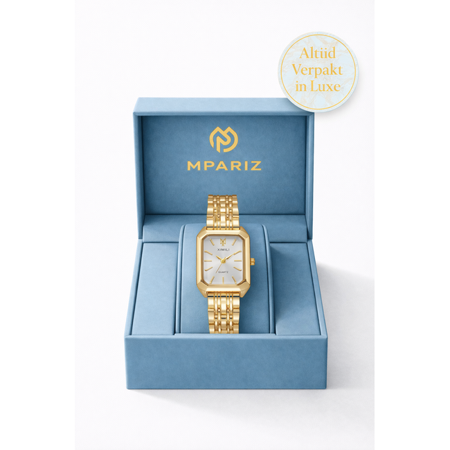 Ximili Dameshorloge met Armband - Goud & Parelmoer Wit