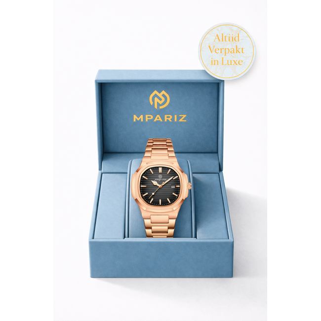 Poedagar Luxe Herenhorloge Rosé  Zwart