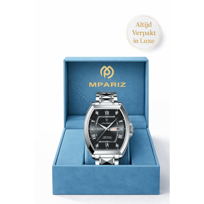 Poedagar Noiré – herenhorloge met stalen band en modern design