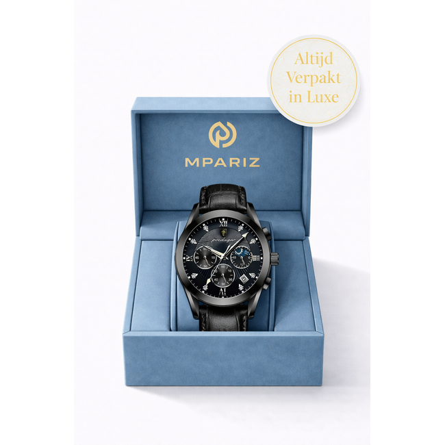 Poedagar Luxe Herenhorloge Zwart  Zwart
