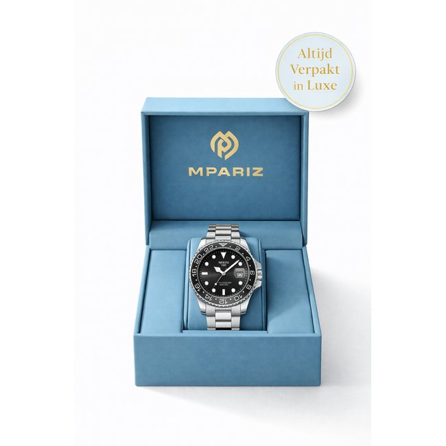 Lige Herenhorloge Zwart/Zilver