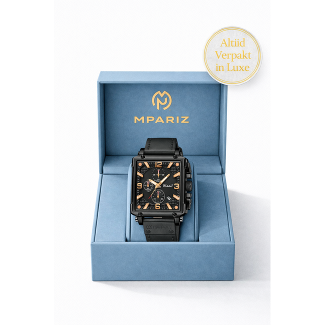 Mpariz Bastille Noir – herenhorloge met leren band en klassiek design