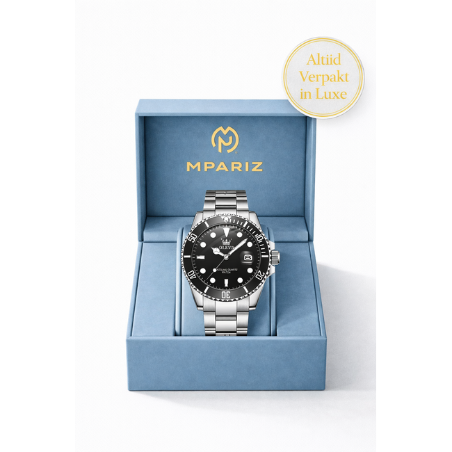 Olevs Luxe Herenhorloge Zilver Zwart