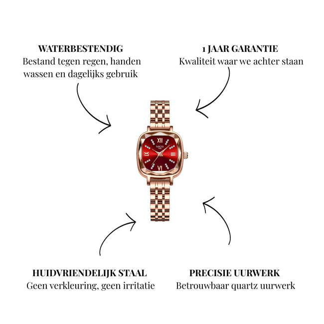 Nibosi Dameshorloge Rosé en Rood