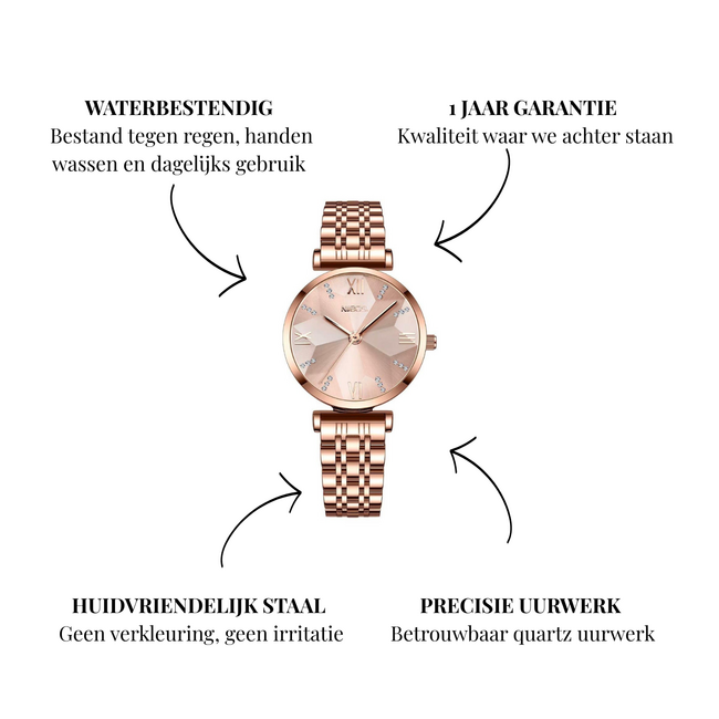 Nibosi Colette – dameshorloge met stalen band en elegant design