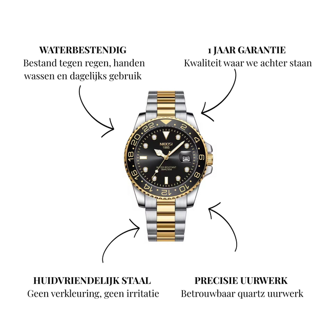 Nibosi Sovereign – herenhorloge met stalen band en luxe design
