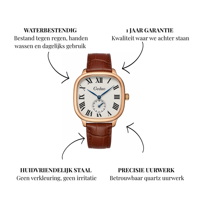 Geduo Classique – herenhorloge met leren band en klassiek design