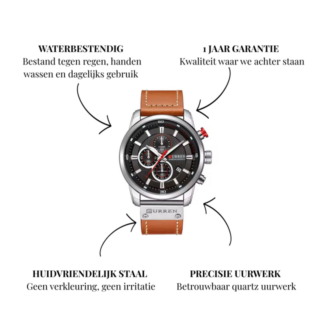 Curren Apex – herenhorloge met leren band en sportief design