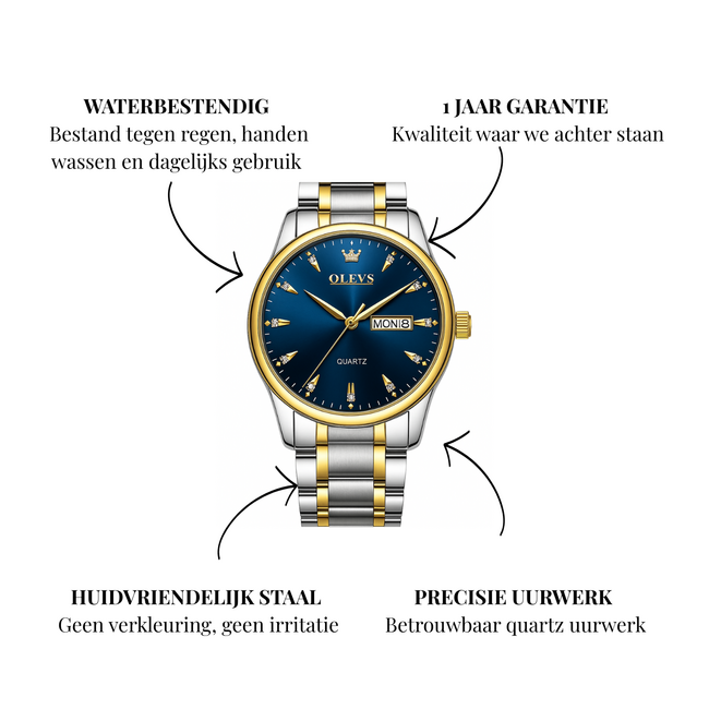 Olevs Royale – herenhorloge met stalen band en luxe design