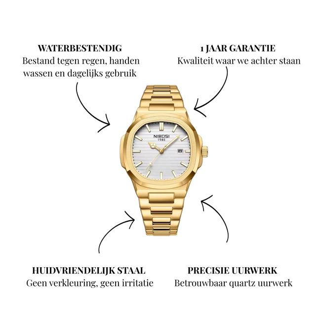 Nibosi Aurelius – herenhorloge met stalen band en minimalistisch design