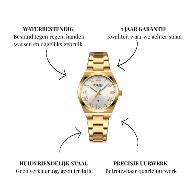 Curren Dameshorloge Goud & Wit
