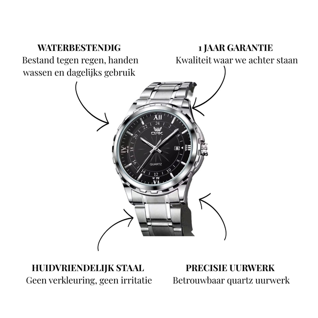 OPK Sterling – herenhorloge met stalen band en klassiek design
