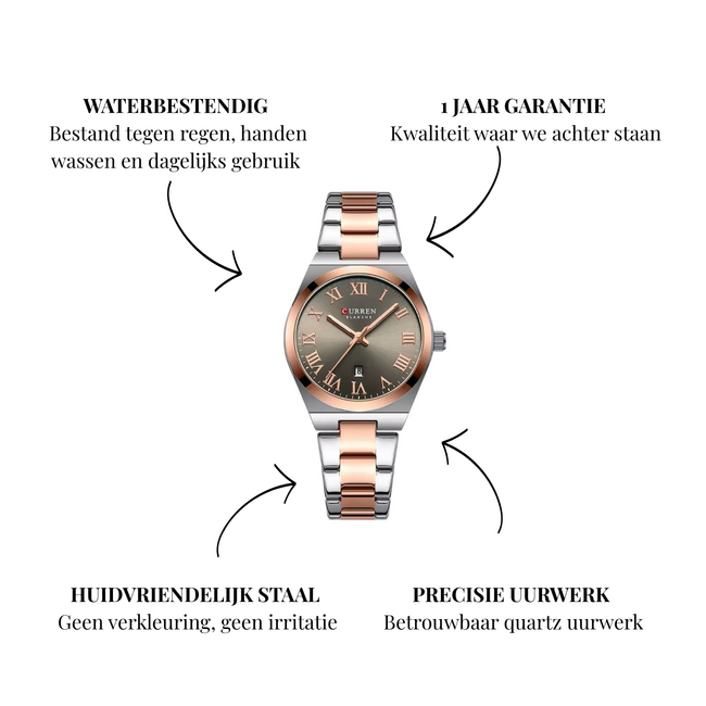 Curren Roselle – dameshorloge met stalen band en elegant design