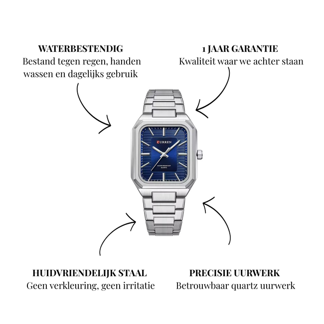Curren Luxe Herenhorloges  Zilver Blauw