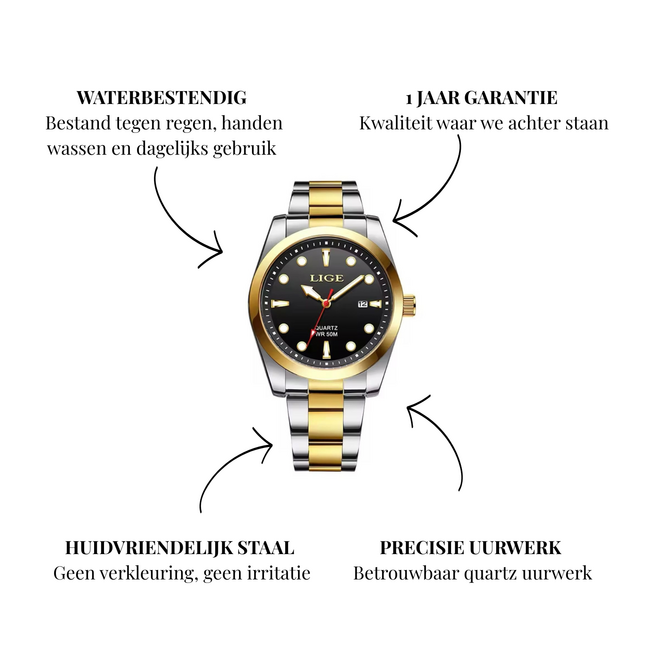 Lige Regant – herenhorloge met stalen band en minimalistisch design