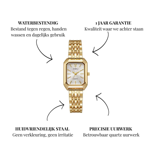 Ximili Dameshorloge met Armband - Goud & Parelmoer Wit