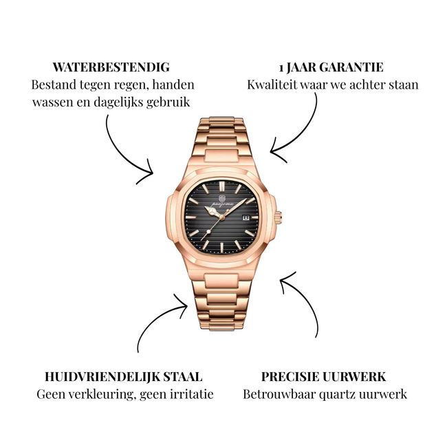 Poedagar Valmont – herenhorloge met stalen band en modern design