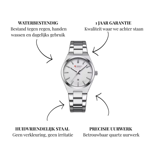 Curren Luxe Dameshorloge   Zilver  Wit