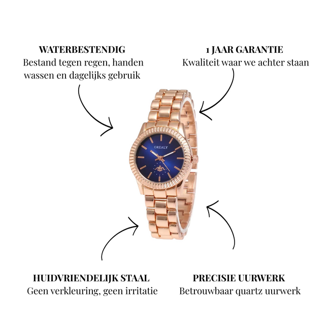 Grealy Dameshorloge Rosé en Blauw