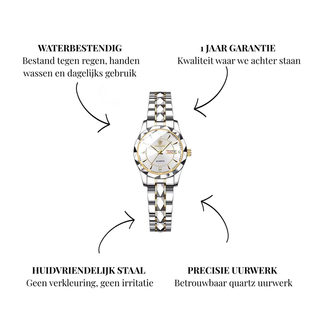 binbond Seraphine – dameshorloge met stalen band en klassiek design