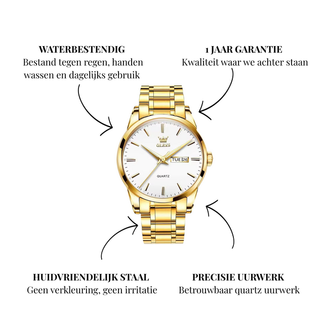 Olevs Luxe Herenhorloge     Goud