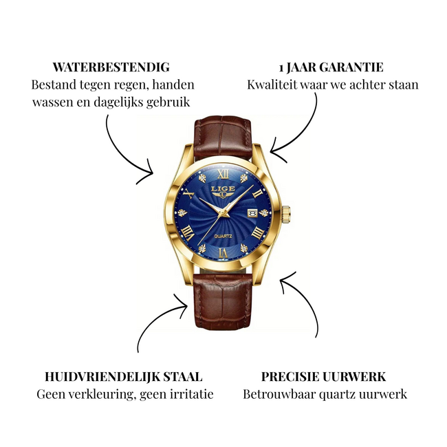 Lige Versailles – herenhorloge met leren band en elegant design