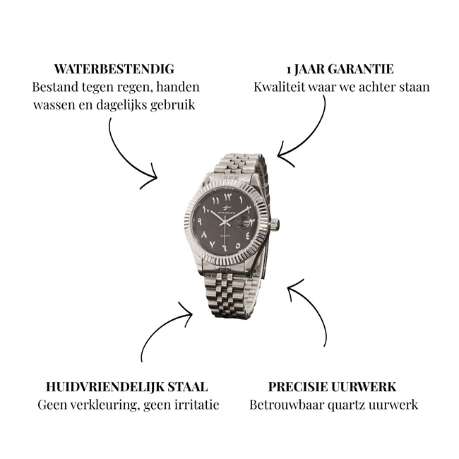Ricecgo Luxe Herenhorloge Zilver  Zwart