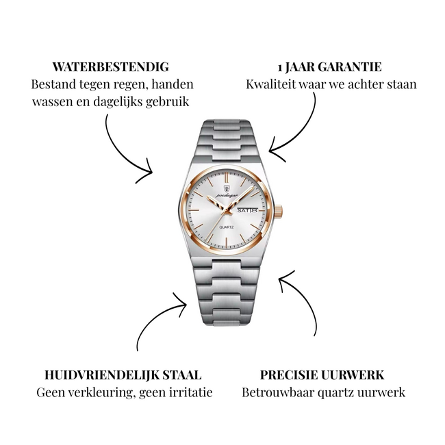 Poedagar Luxe Dameshorloges Rosé