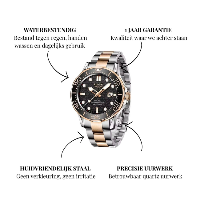 Lige Corsaire – herenhorloge met stalen band en sportief design