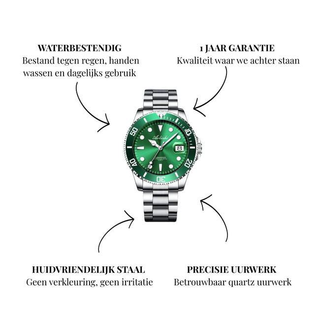 Mpariz Evergreen – herenhorloge met stalen band en sportief design
