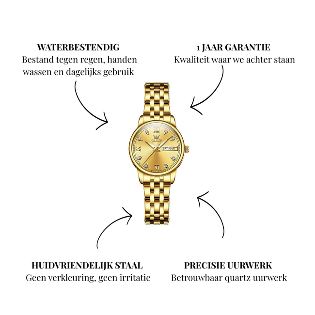 Olevs Aurine Royale – dameshorloge met stalen band en elegant design