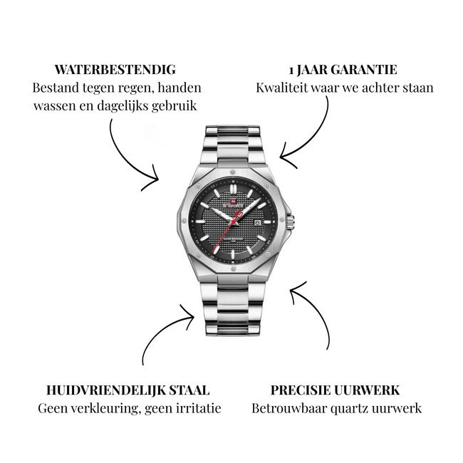 Naviforce luxe Herenhorloge Zilver zwart