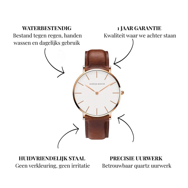Hannah Martin Minimalis – Herenhorloge met leren band en minimalistisch design