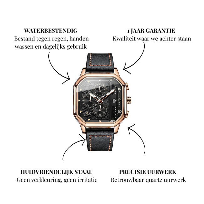 Olevs Luxe Herenhorloge Rosé  Zwart