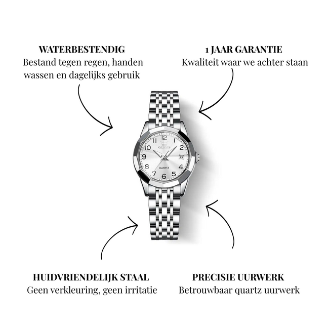 Olevs Camille – dameshorloge met stalen band en klassiek design