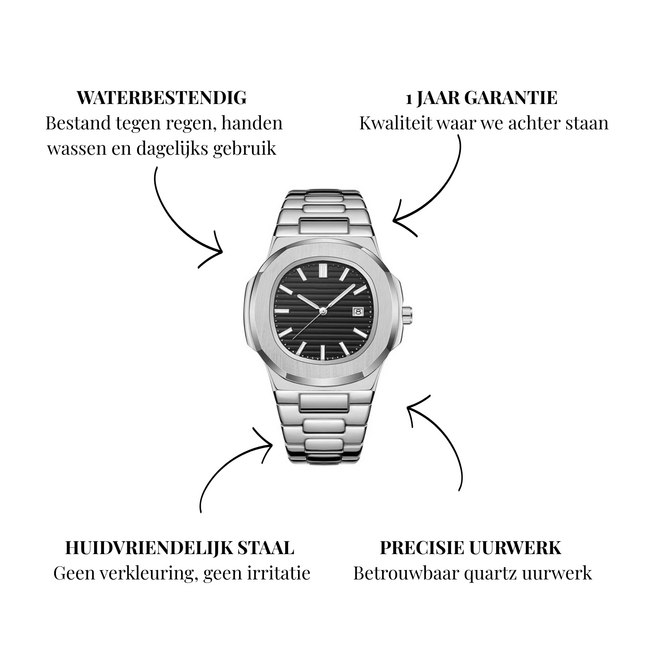 Poedagar Polaris – herenhorloge met stalen band en klassiek design
